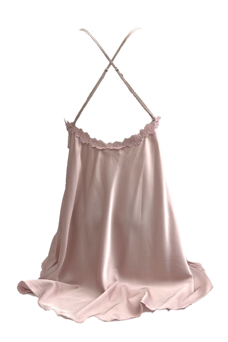 Pyjamajurk met dunne bandjes en badjas/N36501 Rose