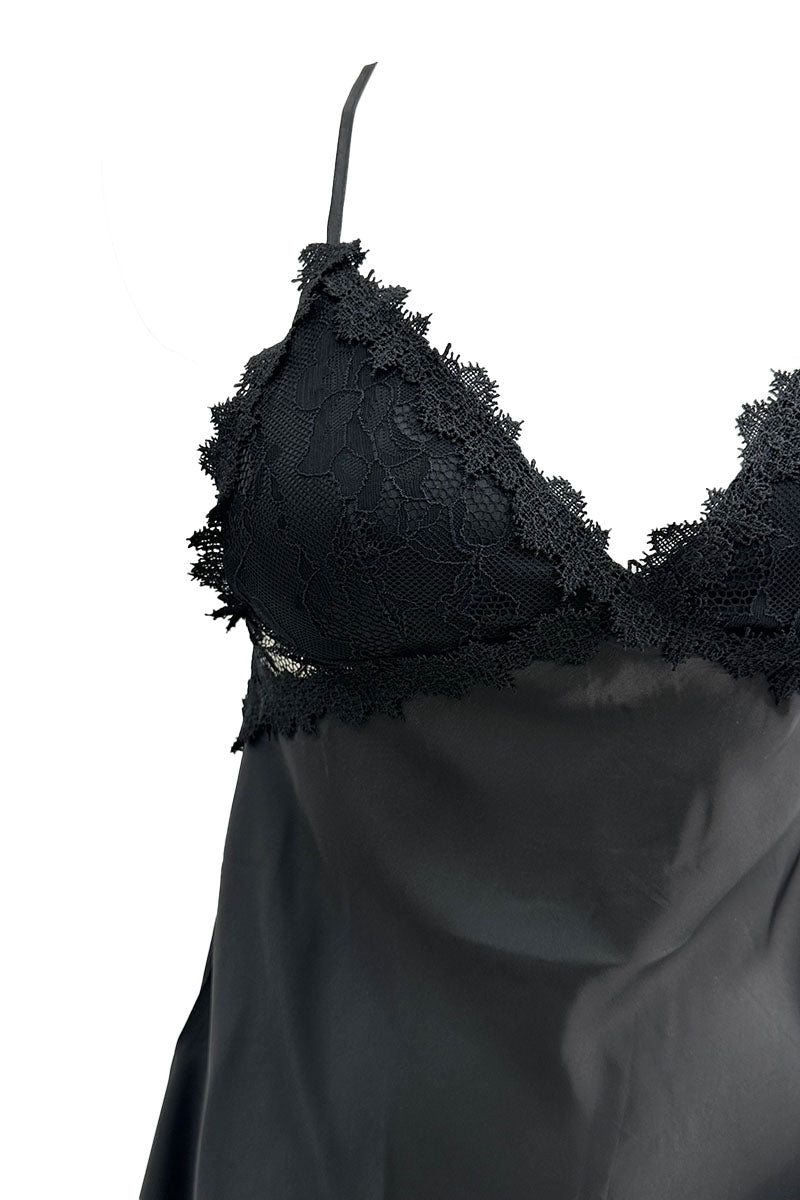 Pyjamajurk met dunne bandjes en badjas/N36501 Zwart